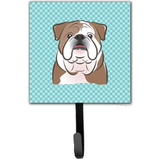 Blue Picture Hooks Caroline's Treasures Checkerboard English Bulldog Leash Holder 6.25 H x 4.25 W x 0.65 D Picture Hook