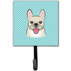 Brown Picture Hooks Caroline's Treasures Checkerboard Blue French Bulldog Leash Key Holder Picture Hook