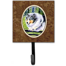 Brown Picture Hooks Caroline's Treasures Sheltie Leash Holder Wall 6.25 H x 4.25 W x 0.65 D Picture Hook