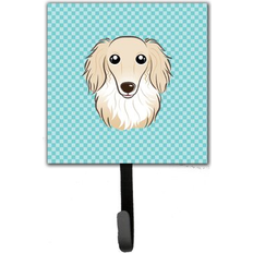 Brown Picture Hooks Caroline's Treasures Checkerboard Longhair Creme Dachshund Leash Holder 6.25 H x 4.25 W x 0.65 D Picture Hook