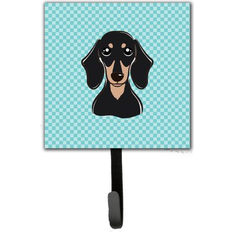 Blue Picture Hooks Caroline's Treasures Checkerboard Blue Smooth Black and Tan Dachshund Leash or Key Holder Small Multicolor Picture Hook
