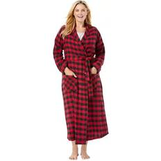 4XL Robes Dreams & Co Plus Size Long Flannel Robe Red