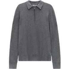 Dobber Överdelar Dobber Will Knitted Polo Shirt - Grey Melange