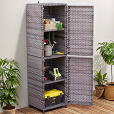 Patio Furniture Balconera Water Resistant Wicker Outdoor Storage Shed 63 H x 17.7 W x 15.7 D