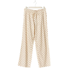 Beige - Dam Pyjamasar Gina Tricot Flannel Pajama Trousers - Heart Aop