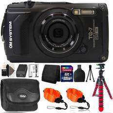 LCD/OLED Compact Cameras OM SYSTEM tough tg-7 digital camera black with 32gb memory card accessory kit