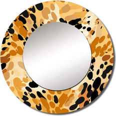 Orange Wall Mirrors Design Art Orange and Black Leopard Print Adventure 23.0 H x 23.0 W x 1.0 D Wall Mirror