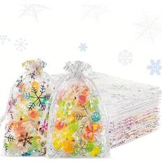 Graduations Wrapping Paper & Gift Wrapping Supplies Shein Snowflake Gold Foil Organza Bags 100pcs