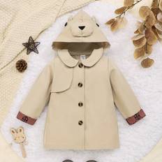 6-9M Jackets Shein Baby Girl Cartoon Embroidery 3D Ears Coat - Hooded Trench Coat