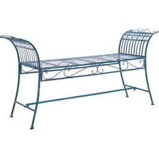 Blue Garden Benches Gracie Oaks Kyel Metal Outdoor 27 H x 56.25 W x 16.3 D Garden Bench