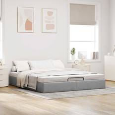 vidaXL Estructura Cama Otomana Sin Colchén Tela 180x200 cm Gris Claro