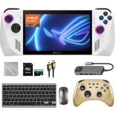 Game Consoles ASUS ROG Ally 512GB Gaming Handheld 7-inch Touchscreen 120Hz FHD 1080p AMD Ryzen Z1 Processor, Gold Wireless Pro Controller, Hub, 128GB MicroSD, Keyboard & Mouse, 8 in 1 Bundle