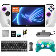 Game Consoles ASUS ROG Ally 512GB Gaming Handheld 7-inch Touchscreen 120Hz FHD 1080p AMD Ryzen Z1 Processor, Black Ice Hall Effect Wireless Pro Controller, 128GB MicroSD, Keyboard & Mouse, 8 in 1 Bundle