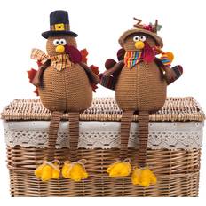 Cotton Figurines Ogrmar Stuffed Turkey Couple Doll Set of 2 Figurine