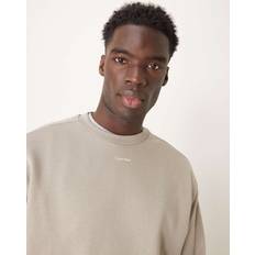 Herr - Modal Tröjor Calvin Klein Nano Logo Sweatshirt - Stone Neutral