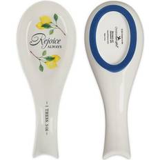 Jaune Porte-Ustensiles Christian Art Gifts Rejoice Always Ceramic Spoon Rest Porte-Ustensiles