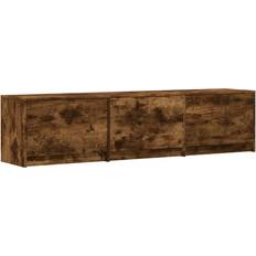 Retractable Drawers TV Benches vidaXL 852254 Smoked Oak TV Bench 165x40cm