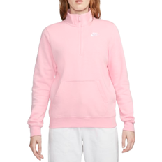 Nike Women's Sportswear Club Fleece 1/2-Zip Sweatshirt - Medium Soft Pink/White