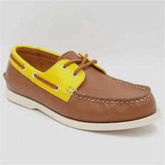 Faux Leather Boat Shoes Club Room Men Boat Shoes - Elliot Tan/Yellow