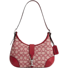 Coach Hamptons Hobo Bag In Signature Textile Jacquard - Silver/Ruby Ivory