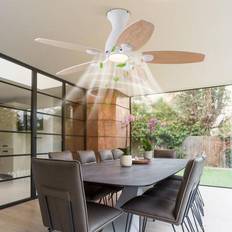 Oukaning 42-in White Fan with Ceiling Flush Light