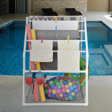 Towel Ladders Freestanding Pool Towel Rack 7 Bar Storage