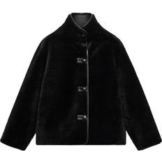 Mango Oberbekleidung Mango Mozart Short Fur Effect Coat - Black