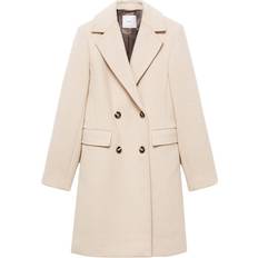 Mango Women Coats Mango Double-Breasted Wool Coat - Light/Pastel Grey