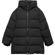 Men - Water Repellent Coats Mango Hood Quilted Coat - Black/Mango