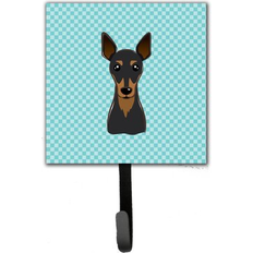 Blue Picture Hooks Caroline's Treasures Checkerboard Blue Min Pin Leash or Key Holder Small Multicolor Picture Hook
