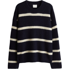 Ribbed - Women Sweaters H&M Rib-Knit Sweater - Navy Blue