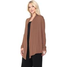 High Collar Cardigans Moa Collection Solid Casual Lightweight Long Sleeve Cardigan - Women's