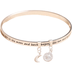 Silver Plated Bracelets Lisa Angel Moon and Sun Meaningful Word Bangle - Silver