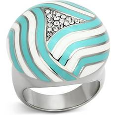 Crystal Rings Alamode Jewelry High Polished No Plating Stainless Steel Ring - Clear