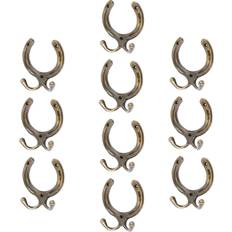 Gold Coat Hooks Hammer And Tongs Horse Shoe Double W100mm x H110mm Coat Hook