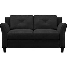 Red Barrel Studio Lourdez Black Microfiber Sofa 56.3" 2 Seater