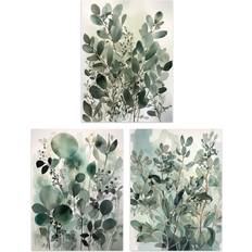 Marlow Home Co. Botanical Plants Sage Green Eucalyptus Leaves Prints Set 29.7cm H x 21cm W x 0.4cm D Framed Art
