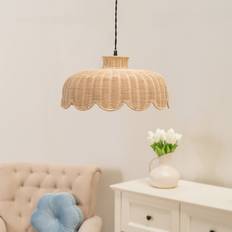 Rattan Pendant Lamps Heritage Hues Natural Scallop Rattan 18cm H x 38cm W x 38cm D Pendant Lamp