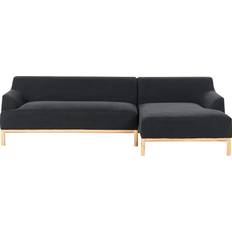 Beliani Stylish Left Hand Corner Black Sofa 251cm 3 Seater