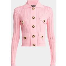 Balmain Cardigans Balmain Ribbed Knit Cardigan - Pink