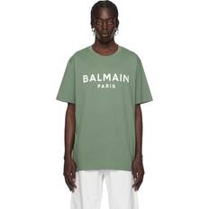Balmain T-shirts Balmain Top Herre Stilfuld Hvid T-shirt Crew Neck - Grøn