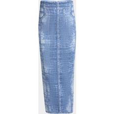 Denim/Jeansstoff - Miniröcke Balmain Bedruckter Midirock - Strick