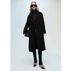 4XL - Women Coats Mango Belt Handmade Coat - Black