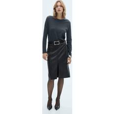 Skinn Kjolar Mango Fauxleather Pencil Skirt - Black
