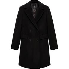 4XL - Women Coats Mango Double-breasted Wool Coat - Black