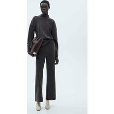 Corduroy - Women Tops Mango Corduroy Perkins-Neck Sweatshirt - Dark Heather Grey