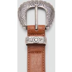 Brown - Women Belts Mango Embossed Buckle Belt - Brown