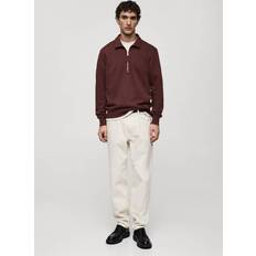 Polo Tröjor Mango Vinröd Sweatshirt Med Dragkedja