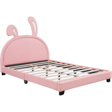 Pink Beds Ophelia & Co Upholstered Leather Platform Bed Full in Pink