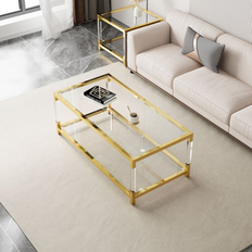 Brayden Studio Gold Acrylic Clear Coffee Table